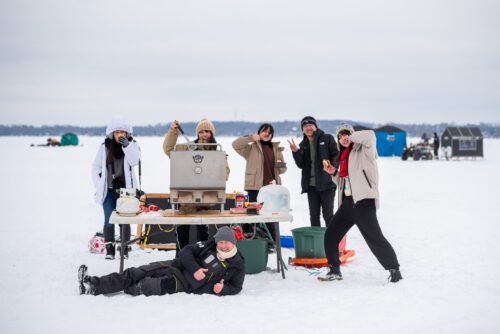 Northbound Tours ice fishing group on Lake Simcoe